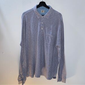Faherty Long Sleeve Cotton Pocket Polo Indigo Dyed Blue Collared Pullover Shirt